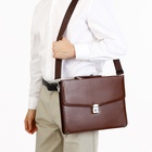 Портфель деловой мужской на клапане, 38×4×27 см, коричневая - Фото 6