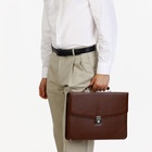 Портфель деловой мужской на клапане, 38×4×27 см, коричневая - Фото 7