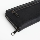 Портмоне мужское на молнии, отдел для карт, монет, чёрное - Фото 3