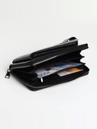 Портмоне мужское на молнии, отдел для телефона, карт, монет, цвет чёрный - Фото 2