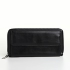 Портмоне мужское на молнии, отдел для карт, монет, чёрное - Фото 4