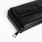 Портмоне мужское на молнии, отдел для карт, монет, чёрное - Фото 3