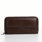Портмоне мужское на молнии, отдел для карт, монет, коричневое - Фото 4