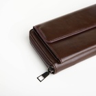 Портмоне мужское на молнии, отдел для карт, монет, коричневое - Фото 3