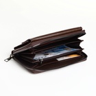 Портмоне мужское на молнии, отдел для карт, монет, коричневое - Фото 2