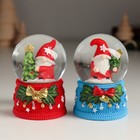 Снежный шар новогодний стеклянный «Гномик с бантом и колокольчиками», 4.6×4.6×6.7 см, МИКС - Фото 2