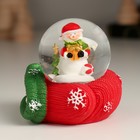 Снежный шар новогодний стеклянный «Дед Мороз или Снеговик на варежке», 5.7?6.5?6.5 см, МИКС (комплект 12 шт) - фото 25377166