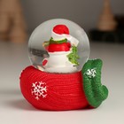 Снежный шар новогодний стеклянный «Дед Мороз или Снеговик на варежке», 5.7?6.5?6.5 см, МИКС (комплект 12 шт) - фото 25377168