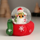 Снежный шар новогодний стеклянный «Дед Мороз или Снеговик на варежке», 5.7?6.5?6.5 см, МИКС (комплект 12 шт) - фото 25377170