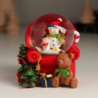 Сувенир полистоун водяной шар "Дед Мороз/Снеговик в кресле с медведем" МИКС 6,7х6,3х7,2 см   1047342 (комплект 12 шт) - фото 25377193