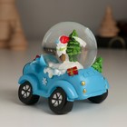 Снежный шар новогодний стеклянный «Дед Мороз или Снеговик на джипе», 7.2×5.8×7 см, МИКС 10473427