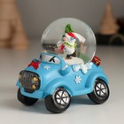 Снежный шар новогодний стеклянный «Дед Мороз или Снеговик на джипе», 7.2×5.8×7 см, МИКС 10473427