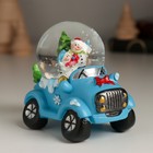 Снежный шар новогодний стеклянный «Дед Мороз или Снеговик на джипе», 7.2×5.8×7 см, МИКС 10473427