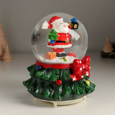 Снежный шар новогодний стеклянный «Дед Мороз», музыкальный, световой, 12×12×15.5 см