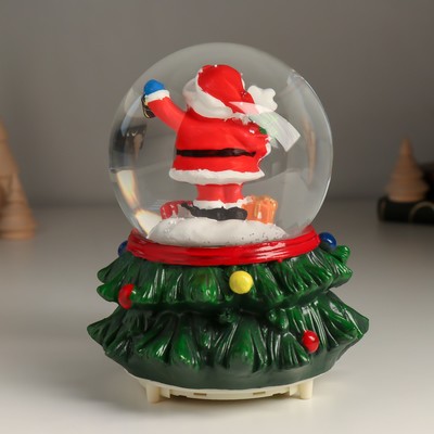 Снежный шар новогодний стеклянный «Дед Мороз», музыкальный, световой, 12×12×15.5 см