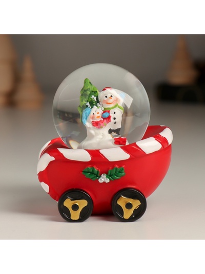 Снежный шар новогодний стеклянный «Поезд», набор 4 шт., 26×5.4×8.7 см