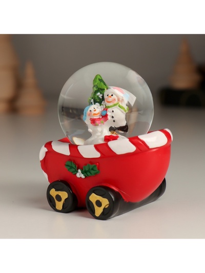 Снежный шар новогодний стеклянный «Поезд», набор 4 шт., 26×5.4×8.7 см