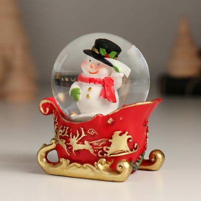 Снежный шар новогодний стеклянный «Поезд и сани», набор 4 шт., 24.7×4.5×6 см