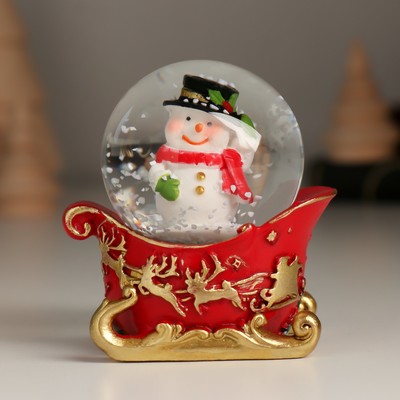 Снежный шар новогодний стеклянный «Поезд и сани», набор 4 шт., 24.7×4.5×6 см