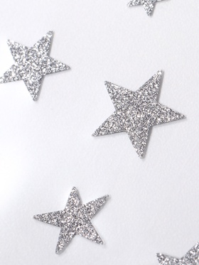 Наклейки для ногтей «Звёзды», с блёстками, серебристые