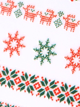 Наклейки для ногтей «Зимние звезды», красные, зелёные