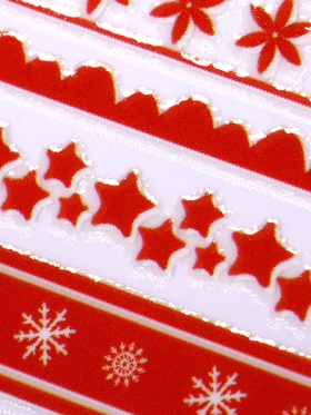 Наклейки для ногтей «Зимние узоры», красные, зелёные