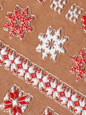 Наклейки для ногтей «Новогодние узоры», объёмные, красные, белые