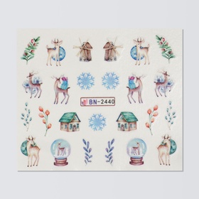 Слайдеры для ногтей «Christmas deer», разноцветные (комплект 6 шт)