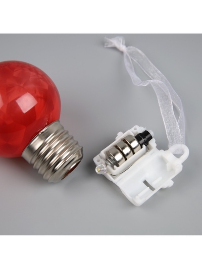 Ёлочный шар «Зимний узор красный», d=5 см, 1 LED, от батареек AG13×3, свечение тёплое белое