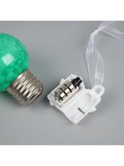 Ёлочный шар «Зимний узор зелёный», d=5 см, 1 LED, от батареек AG13×3, свечение тёплое белое