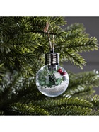 Ёлочный шар «Снежная хвоя», d=6 см, 1 LED, от батареек LR44×3, свечение тёплое белое - Фото 5