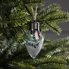 Ёлочный шар «Снежная хвоя», 9×5.5 см, 1 LED, от батареек LR44×3, свечение тёплое белое - Фото 2
