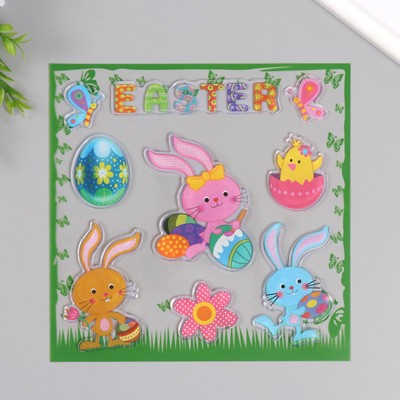 Наклейка на стекло «Пасхальные друзья», силикон, 19.5×19.5 см