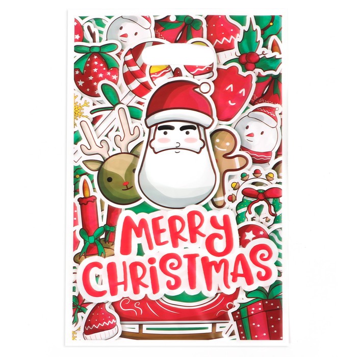 Пакет подарочный новогодний из жемчужной пленки, «Команда Санты», 17×25±1 см - Фото 1