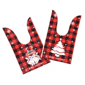 Пакет полиэтиленовый подарочный новогодний, с ушками «Клетка красная», МИКС, 13?23 см (комплект 50 шт)