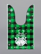 Пакет полиэтиленовый подарочный новогодний, с ушками «Клетка зелёная», МИКС, 13×23 см - Фото 11