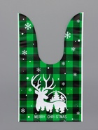 Пакет полиэтиленовый подарочный новогодний, с ушками «Клетка зелёная», МИКС, 13×23 см - Фото 12