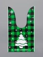 Пакет полиэтиленовый подарочный новогодний, с ушками «Клетка зелёная», МИКС, 13×23 см - Фото 10