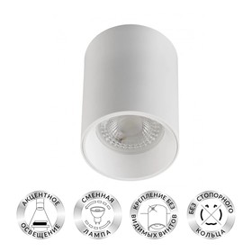 DK3110-WH Накладной светильник под сменную лампу NEAT, IP20, 15W, GU5.3, LED, белый, пластик   10574 10574852