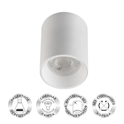 DK3110-WH Накладной светильник под сменную лампу NEAT, IP20, 15W, GU5.3, LED, белый, пластик   10574