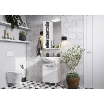 Зеркало шкаф Aquaton Бекка PRO, 50 см, цвет белый, дуб сомерсет