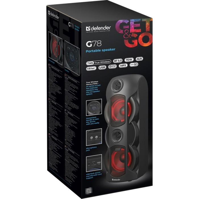 Акустическая система Defender G78 70Вт, BT/FM/TF/USB/MIC/Light - фото 51635410