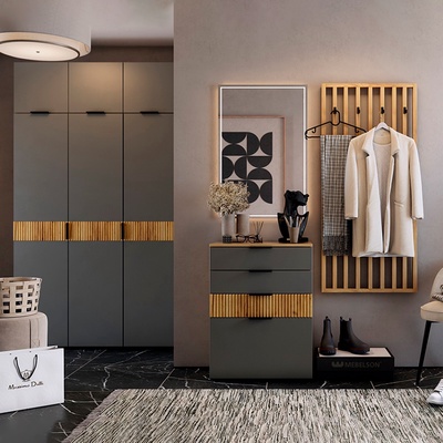 Прихожая «Бери К7», 2337×354×2226 мм, цвет дуб крафт золотой/графит