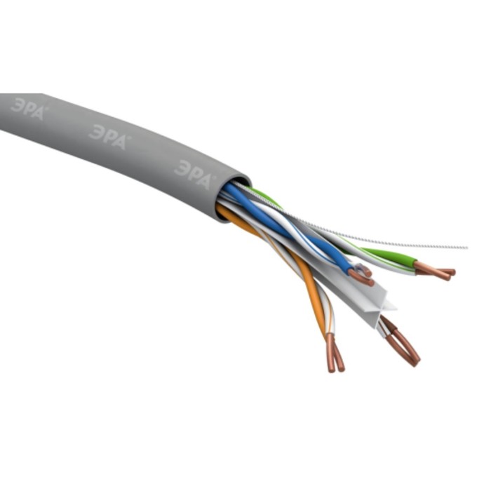 Кабель витая пара ЭРА U/UTP 4x2x23 AWG Cat 6 CU PVC 305 м - Фото 1