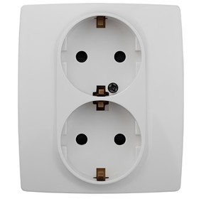 Розетка 2X2P+E Schuko со шторками, 16A-250В, IP20, Эра12, белый