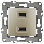 Устройство зарядное USB, 230В/5В-2100мА, IP20, Эра12, шампань - фото 4443932