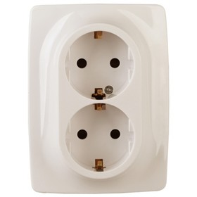 Розетка 2X2P+E Schuko, 16A-250В, IP20, винт, Эра12, слоновая кость