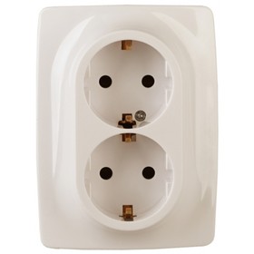 Розетка 2X2P+E Schuko, 16A-250В, IP20, Эра12, слоновая кость