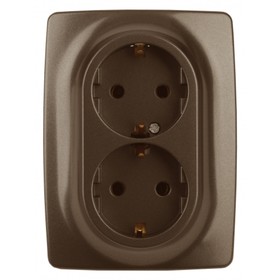 Розетка 2X2P+E Schuko, 16A-250В, IP20, Эра12, бронза