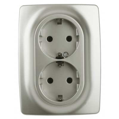 Розетка 2X2P+E Schuko, 16A-250В, IP20, Эра12, перламутр